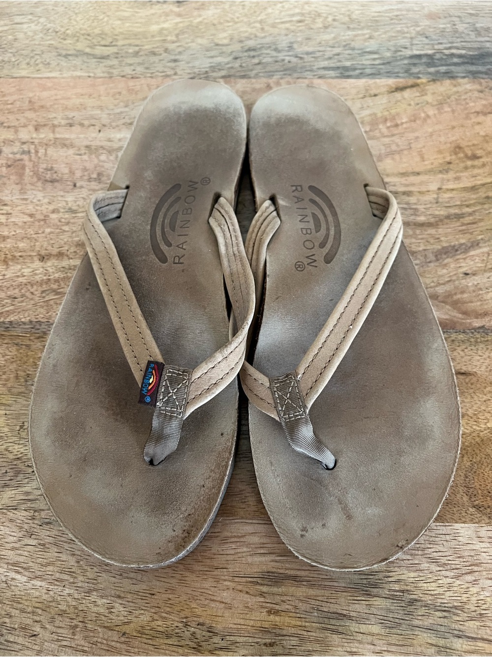 Rainbow Brown Thong Sandals Size Small